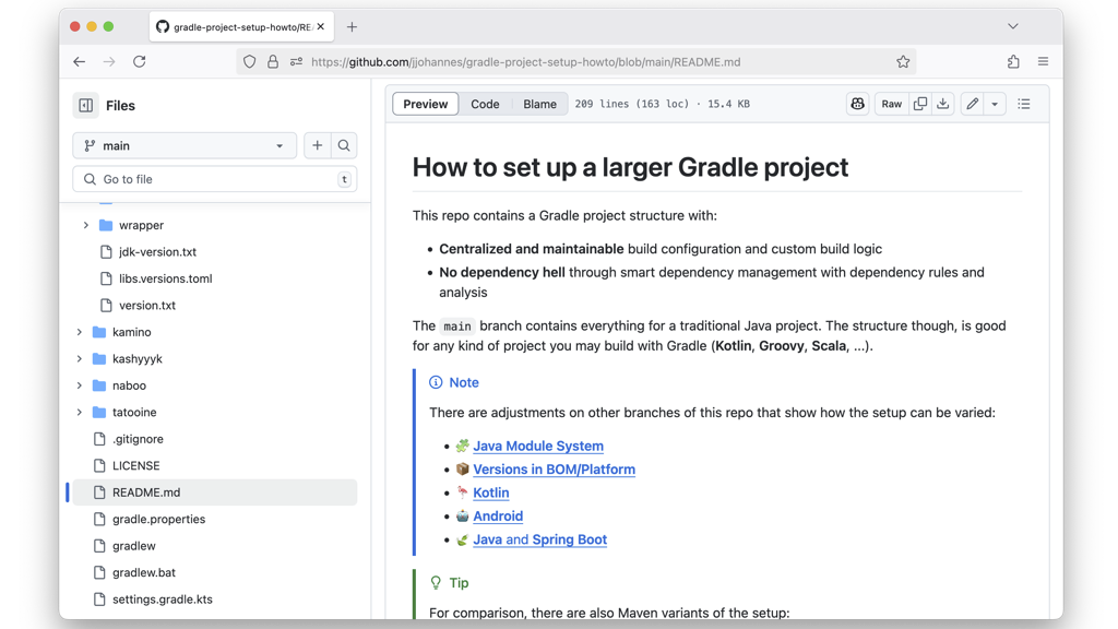 How to set up a larger Gradle project